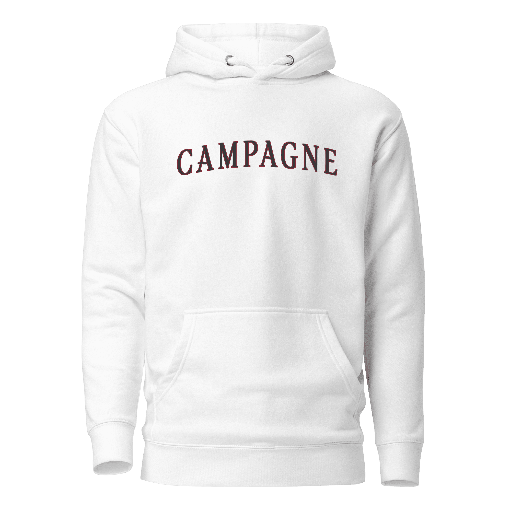 Campagne Arched Wordmark Hoodie White, front product view